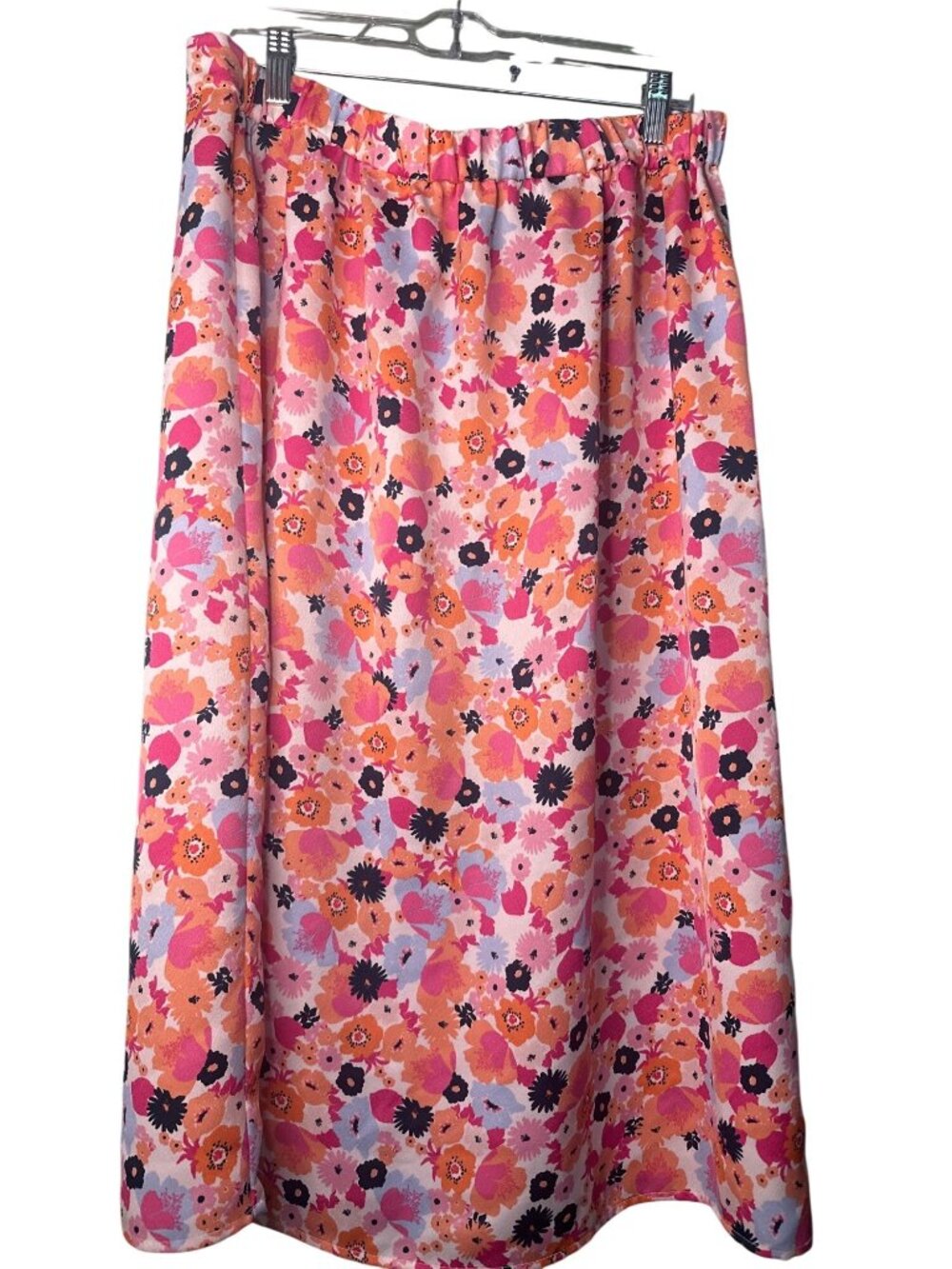 Charter Club Women’s L Orange Floral Midi Skirt Cottagecore Coastal Boho fairy